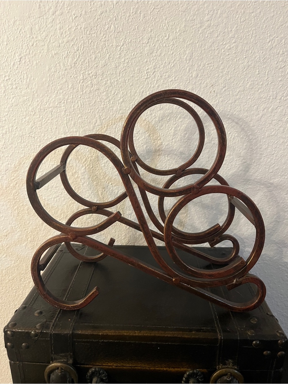 Rustic Brown Metal Wine Rack - Home Art